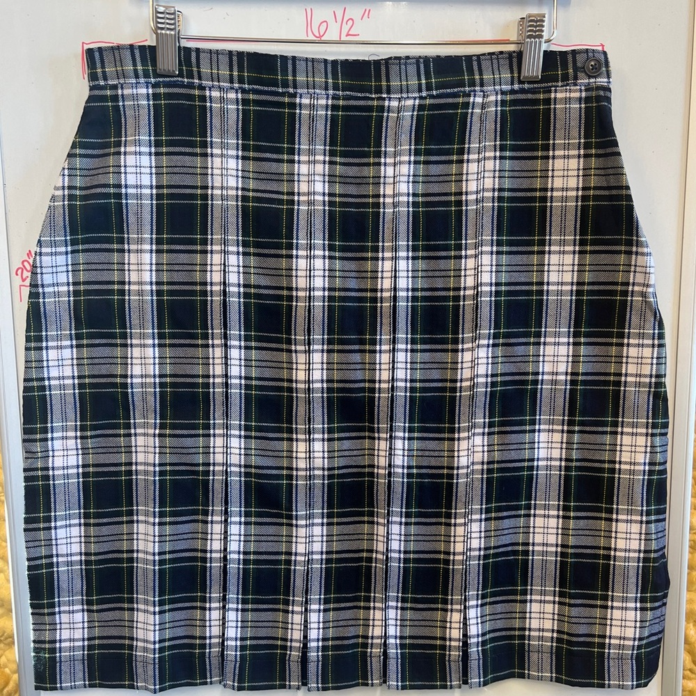 Lands’ End White Plaid Uniform Skirt - Picture 2 of 5